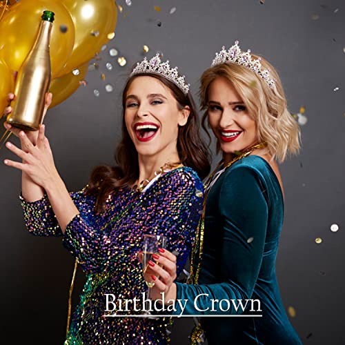 SuPoo Tiaras and Crowns for Women Purple Crown Silver Crystal Birthday Crown Wedding Tiaras Purple Gems Rhinestone Headband Hair Accessories Princess Decoration for Halloween Party Prom Gifts