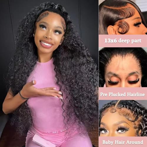22 Inch Water Wave Lace Front Wigs Human Hair 13x6 Deep Part Curly Wig for Women 200 Density Water Wave Frontal Wigs Human Hair Pre Plucked