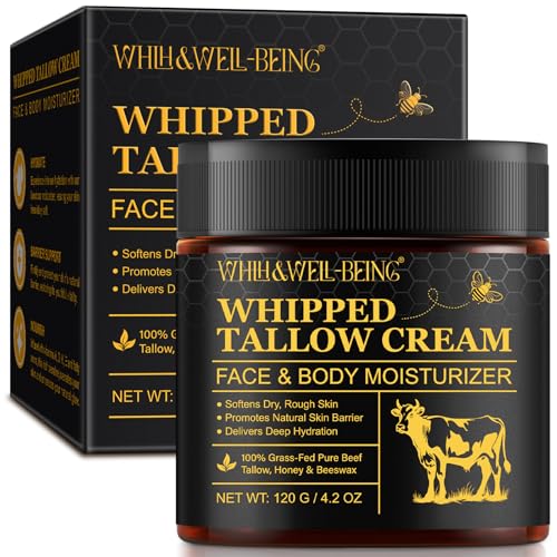WHLH & WELL-BEING Beef Tallow for Skin, Beef Tallow and Honey Balm, Moisturizer for Face & Body Skin Care(1Pack) 119g