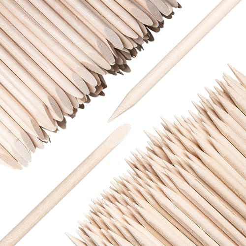 200 Pcs Orange Wooden Sticks for Nails, 4.5 Inch Double Sided Wood Cuticle Pusher Tool Disposable Orangewood Nail Stick, Bamboo Manicure Stick