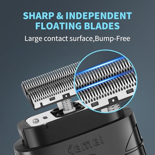 KEMEI Professional Electric Foil Shaver for Men, Beard Trimmer & Men's Grooming Set, Foil Shaving Kit and Bald Head Precision Trimmer, Cordless and Rechargeable with USB, Gifts for Men
