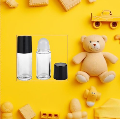 Qintreesify 2Pcs Black Clear Empty Glass Essential Oil Roller Bottles Vials Containers Refillable Roll-on Bottles with Refillable Containers Tools and Accessories (30ML)