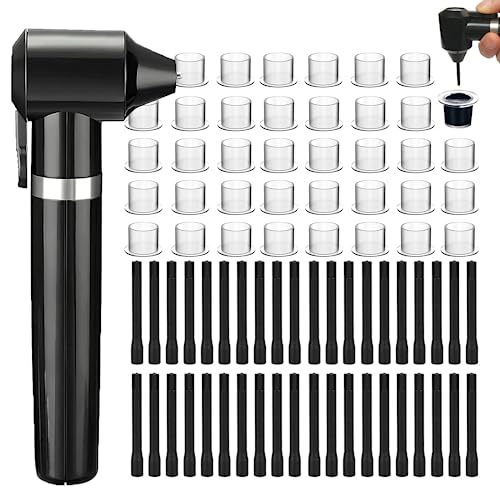 Tattoo Ink Mixer Machine Set - 100Pcs Yugui Ink Mixing Sticks and 100Pcs Tattoo Ink Cups Pigment Mixer Agitator Sticks Black Electric Color Tattoo Mixer Machine for Makeup Eyebrow Color