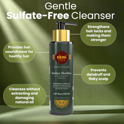 Ayurvedic Hair Growth Sulfate Free Shampoo With Reetha, Shikakai, Bhringraj, Amla For Hair Loss Control. Hair Regrowth Treatment For Women & Men. Hair Thickening Rosemary Shampoo, 5.07 Fl Oz