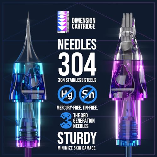 CNC Tattoo Cartridge Needles 20Pcs #10(23RM) Bugpin 0.3mm Round Magnum M-Taper Disposable Cartridges with Membrane EN04B-20-1023RM-M