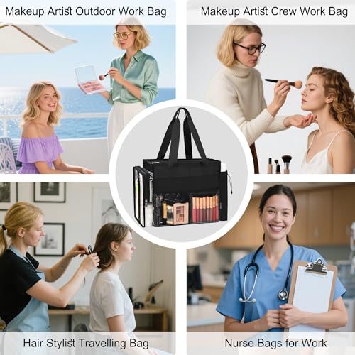 TANTO Travel Makeup Bag Extra Large Makeup Artist Set Bag Cosmetic Organizer Bag Nurse Tote Bags Hair Stylist Travelling Duffle Bag Pro Cosmetic Case with Adjustable Dividers for Makeup Beauty Lover