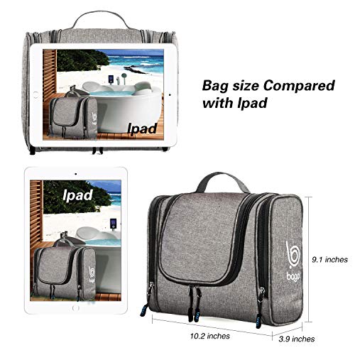 Bago Travel Toiletry Bag for Women and Men X-Large Waterproof Hanging Large Toiletry Bag for Bathroom and Travel Bag for Toiletries Organizer -Travel Makeup Bag (SnowGray)