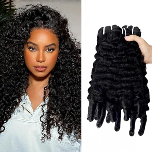 Curly Bundles Human Hair 20 22 24 Inch 12A Grade 100% Unprocessed Brazilian Virgin Hair Weave with Spriral End 3c4a Quick Weave Real Human Hair Natural Black Hair Extensions