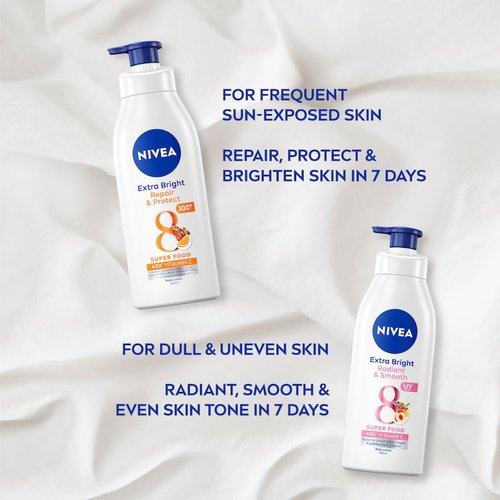 Nivea Extra Bright Super C+ Vitamin Body Serum Sunscreen, SPF50+ PA+++ Size 300 ml, 10.14 Oz (Pack Of 1)