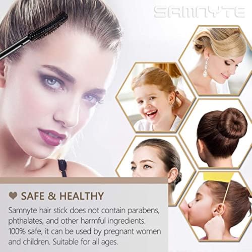 Samnyte Hair Finishing Stick, (3 Pack) Flyaway Tamer for Baby Hair and Women's Hairstyling, with Shiny Mascara for Broken Flyaways