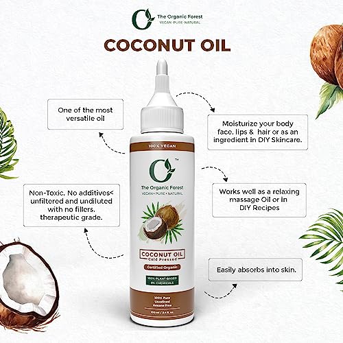 100% Pure & Organic Coconut Oil for Hair, Skin & Body ? Cold-Pressed, Unrefined and Natural ? Nourishing & Strengthening Oil ? Vegan & Chemical-Free ? 3.4 fl. oz
