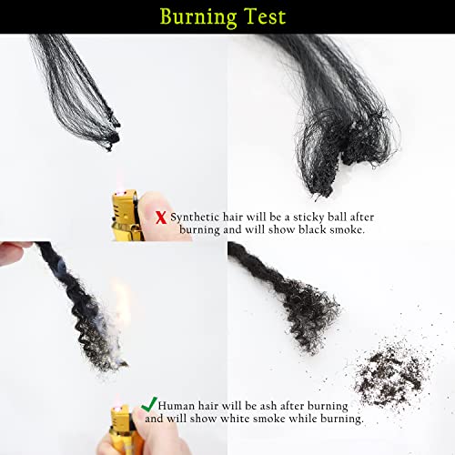Orientfashion 8inch Textured loc Extensions Human Hair Curly Ends 0.8cm Thickness Full Hand-made Permanent Dreadlock Extensions Human Hair for Women/Men(8inch 70strands, 0.8cm Natural black)