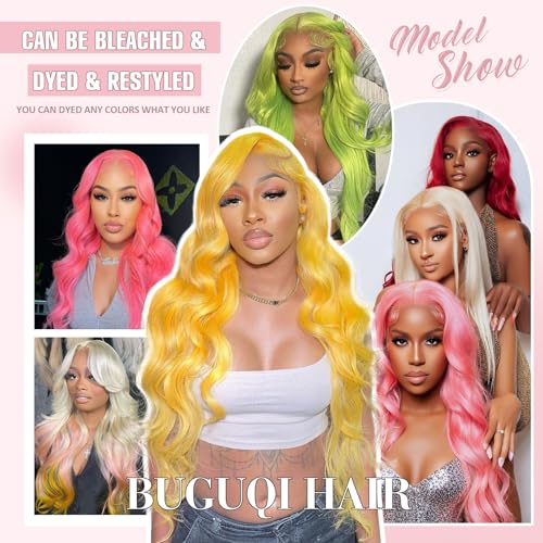 613 HD Lace Frontal Wig 200% Density 13x6 Blonde Color Body Wave Lace Front Wigs Human Hair Pre Plucked Glueless Wigs for Women (30inch)