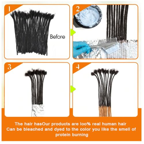 Dreadlock Extension Human Hair 0.6cm Thickness 12 Inch 90 Strands 100% Real Human Hair for Man/Women/Kids Full Head Handmade Permanent Loc Extensions Bundles Can Be Bleached Dyed Curled Twisted