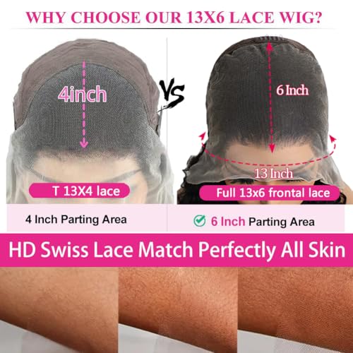 13x6 Lace Front Wigs Human Hair 200% Density Body Wave HD Lace Front Wigs Human Hair Pre Plucked Natural Color Glueless Wig 100% Virgin Lace Front Wigs for Women