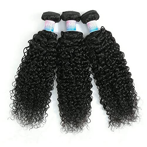 Kinky Curly Bundles Human Hair Curly Weave Brazilian Virgin Hair Full Head Natural Black Curly Hair Bundles Can Be Dyed 3 Bundles Human Hair Total 300g 18 20 22 Inch