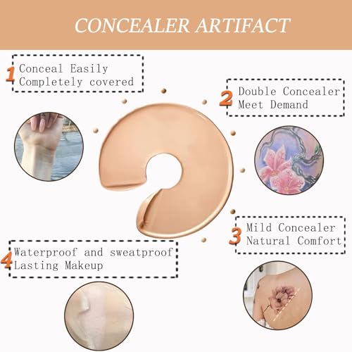 Tattoo Cover Up, Invisible Waterproof Concealer,Long Lasting Professional Skin Makeup Concealer Kit for Body Leg Tattoo, Scars, Dark Spots,Birthmarks,Gift for Men and Women