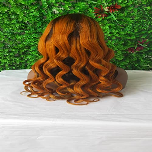 NICY Ombre Orange Ginger Colored Wigs Body Wave 13x6X1 T Parting Lace Front Wig Pre Plucked Human Hair Wigs 150% Indian Remy(24inch)