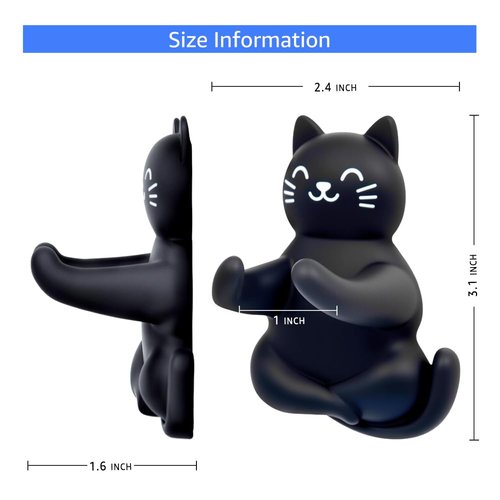 Pishovi Cat Holder Shaver Organizer, Black Cat Bathroom Decor Razor Holder Wall Mount, Valentine's Day Birthday Gifts for Women Boyfriend Girlfriend, Emotiona Gifts for Wife Husband Dad Mom Cat Lover