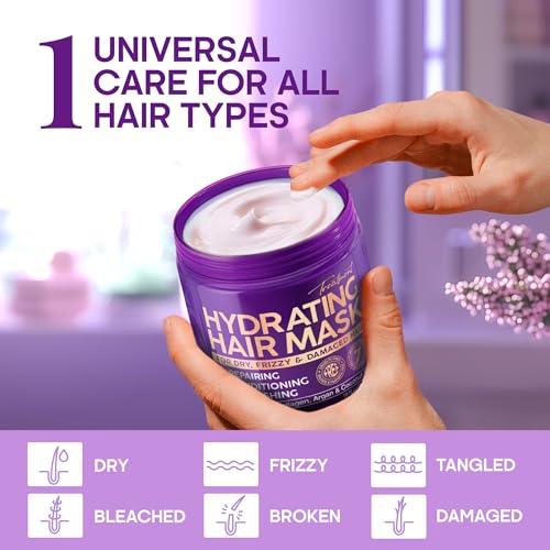 NUTRAHARMONY Hydrating Hair Mask for Dry, Frizzy & Damaged Hair ? Deep Conditioning Keratin Treatment with Argan & Coconut Oils, Collagen & Biotin ? Repairing, Anti-Frizz Hair Mask for Women, 10oz