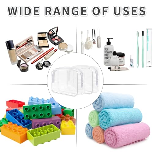 16 Pieces Clear Makeup Bags Bulk, TSA Approved Toiletry Bags Travel Pouch, Waterproof PVC Plastic Small Clear Cosmetic Bags with Zipper for Organizing (White Border)