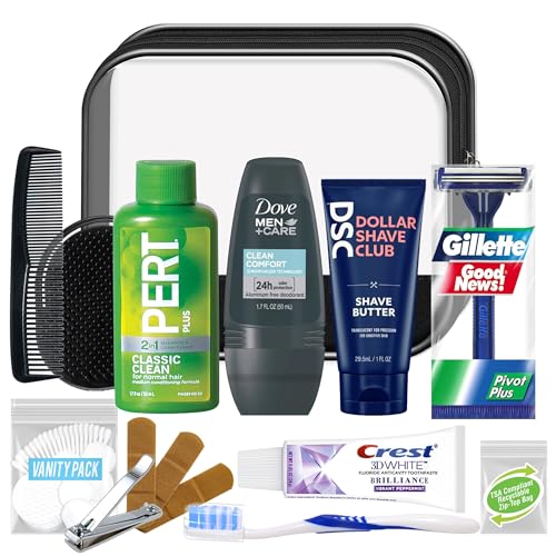 Convenience Kits International Men¡¯s Super Deluxe, 16-Piece Kit with Travel Size TSA Compliant Essentials in Reusable Zippered Toiletry Bag