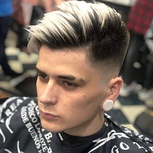 ZigZag Hair Mens Toupee Black Roots Ombre Platinum Blonde 8x10inch Human Hair #60 Color Lace Front Toupee for Men Soft Thin Skin Mens Hair pieces Hair Replacement System Mono with PU around Base (8x10, Ombre #60)