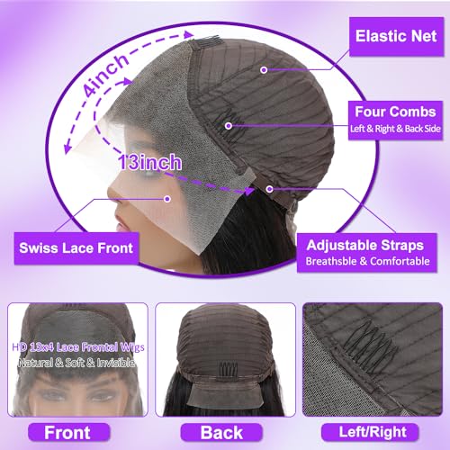 Deep Wave Lace Front Wigs Human Hair 180 Density Glueless Wigs for Women 13x4 HD Transparent Lace Front Wigs Pre Plucked with Baby Hair 26 Inch