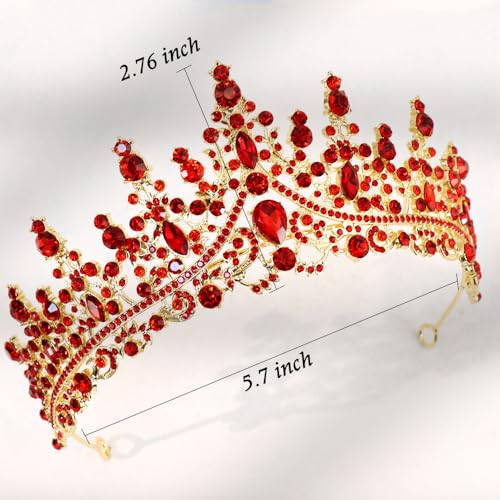 TOBATOBA Red Crown and Tiara Queen of Heart Crown Quinceanera Princess Tiara for Women Birthday Wedding Prom Valentine Day Halloween Costume