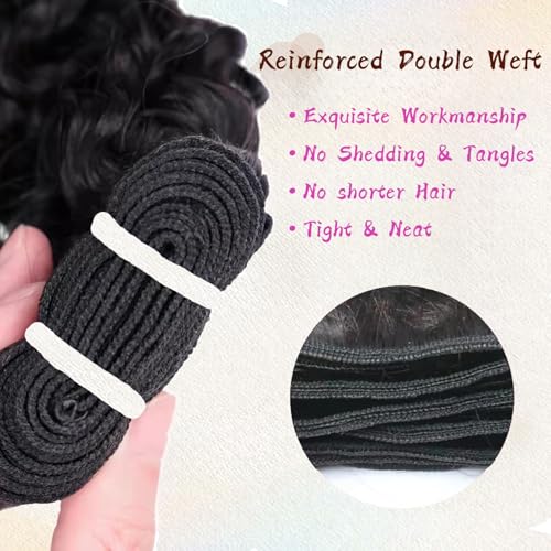 Burmese Curly Bundles Human Hair Water Wave Human Hair 100% Unprocessed Brazilian Virgin Remy Hair Bundles Quick Weave for Women Natural Black (Burmese Curly Natural Black, 16 18 20 Inch)