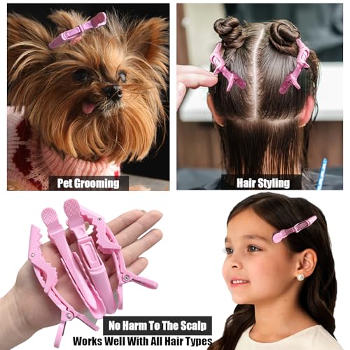 100 Pcs Alligator Hair Clip for Styling Sectioning - Salon Hair Clip for Thick Hair, Plastic Hair Styling Clip with Wide Teeth & Double-Hinged Design (Pink)