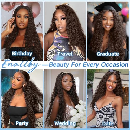 Chocolate Brown Bundles Human Hair 18 20 22 Inch Brazilian Color 4 Deep Wave Bundles Human Hair Unprocessed Breezy Wave Virgin Hair for Black Women with Silky Texture & Quick Weave