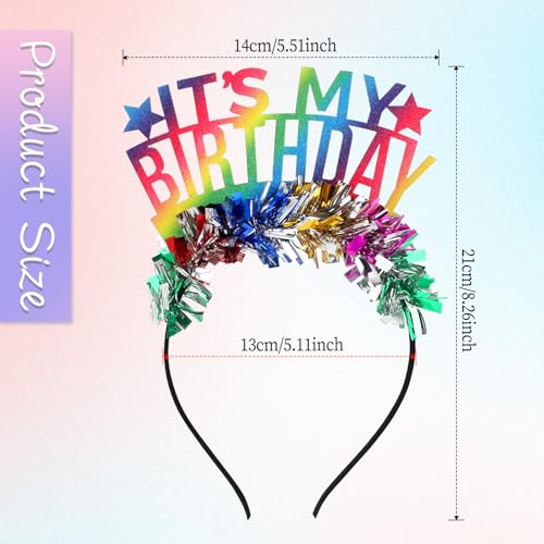 Birthday Girl Headband with Rainbow Bling, Birthday Crown for Women Girls, 21cm x 13cm, Hand Wash Only