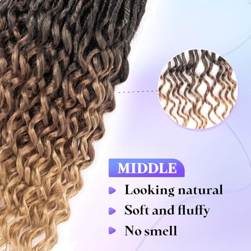 18 Inch Goddess Locs Crochet Hair 8 Packs New Soft Faux Locs Crochet Braids Deep Wave Pre Looped Hair Extensions for Black Women(3T3027/8PCS/18inch)