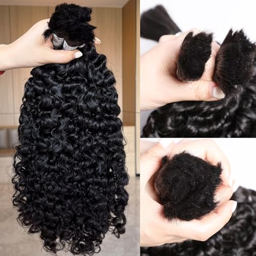 Lemoda Boho Bulk Human Braiding Hair Burmese Curly Human Hair Extensions For Daughter/Friend/Kids Bohemian Knotless Braids No Weft 100% Virgin Human Hair 18 18 18Inch 3Bundles/Lot