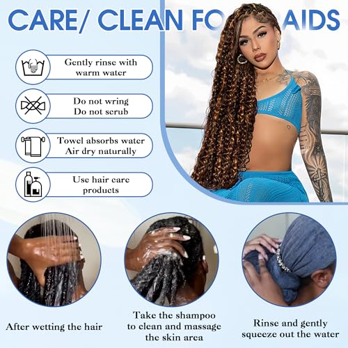 Human Braiding Hair for Boho Braids 14Inch 120g 12A Deep Water Wave Braiding Hair for Curly Boho Hair Braiding Knotless Bulk Bohemian Natural Black