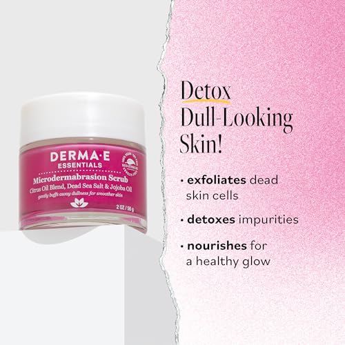 DERMA E Microdermabrasion Scrub with Dead Sea Salt & Citrus Essential Oils ? Facial Exfoliating Scrub Smooths, Revitalizes and Renews ? Ideal for Scars and Wrinkles, 2oz