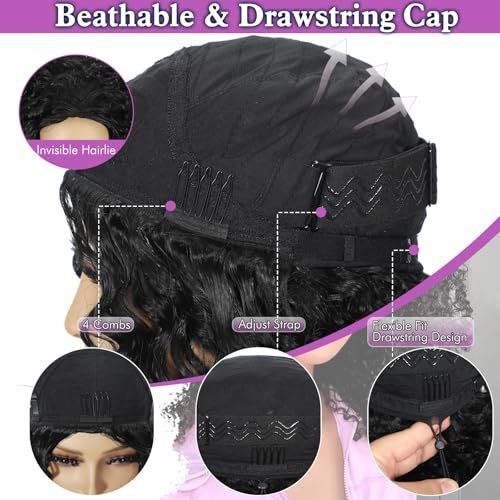 Synthetic Half Wig, 3 In 1 Yaki Straight Wig For Black Women, Seamless Flip Over Half Wigs Glueless Wear and Go Beginner Friendly Black Yaki Straight Drawstring Headband Wig 22 Inch
