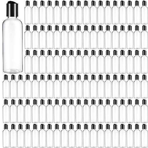 Roshtia 100 Pcs 3.4 oz Travel Bottles for Toiletries Clear Plastic Travel Size Containers Leak Proof Empty Refillable Liquid Containers Squeezable for Lotion Face Cream Shampoo Essential Oil (Black)