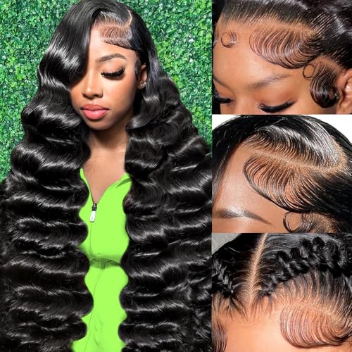 13x6 Body Wave Lace Front Human Hair Wigs Pre Plucked Glueless Body Wave Frontal Wig Human Hair Lace Front Wig Human Hair for Women 34 Inch