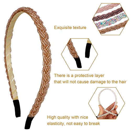 LYroo 8 Pack Headbands Metal Head Band Beaded Hair Bands Elegant Hairband No Slip Fashion Hair Accessories for Women Girls