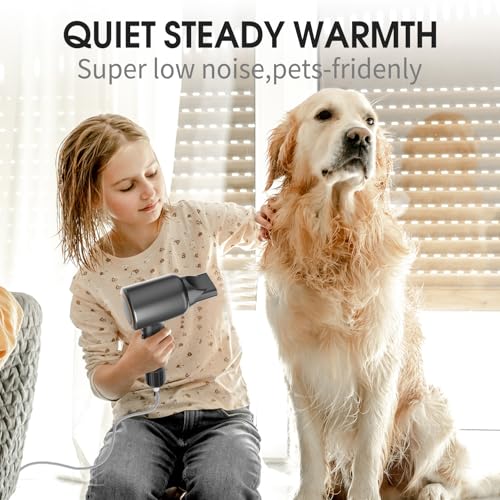 Diffuser Hair Dryer, 110,000 RPM Brushless Motor High-Speed Low Noise Thermo-Control Hair Dryers, Negative Ionic Blow Dryer,Fast-Drying Portable Hairdryer for Home, Travel Birthday Gift for Women Mom