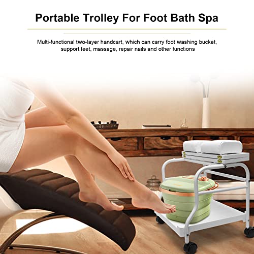 Beauty Salon Nail Or Foot Bath Spa Portable Esthetician Trolley Cart for Foot Rest Pedicure Manicure Funiture Massage Table Salon Supplies 2 Way Use 3 Color Option Elitzia (White)