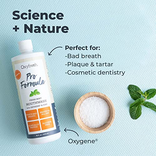 Oxyfresh Pro Formula Fresh Mint Mouthwash ? Patented Zinc Mouthrinse for Fresh Breath, Healthy Gums & Bad Breath Treatment for Adults - Dye, Fluoride & Alcohol Free (1 Gallon)