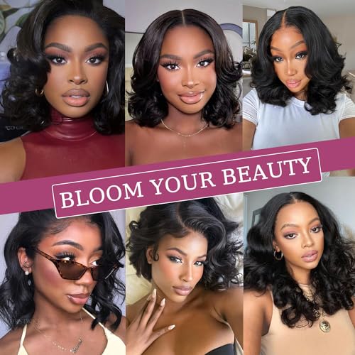 Body Wave Bundles Human Hair 14 Inch 12A Human Hair Bundles 100% Unprocessed Brazilian Virgin Hair Weave 4 Bundles Human Hair Natural Black Color (14/14/14/14 Inch, 4 Bundles)