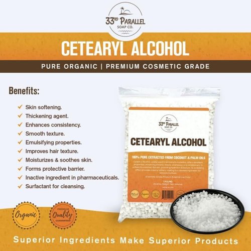 CETEARYL Alcohol (1 lbs / 16 oz) 100% Pure Extracted from Coconut & Palm Oils. Premium Granules Cetearyl Alcohol for Lotion Making, Creams, Scrubs, Shampoos, Conditioners, Moisturizers | 1 Pound