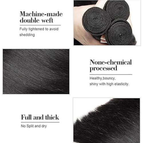 10 12 14 Inch Natural Black Color Human Hair Bundles Straight Bundle 3 Bundles 300gHuman Hair Bundles 12A Unprocessed Raw Brazilian Virgin Soft Quick Weave for Black Women
