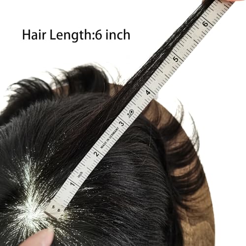 LYRICAL HAIR Toupee for Men Hairpiece Replacement System Male Prosthesis Full Poly Thin Soft Human Hair Piece for Men 8X10 Injected PU Durable Skin Mens Wig #1 Jet Black Color