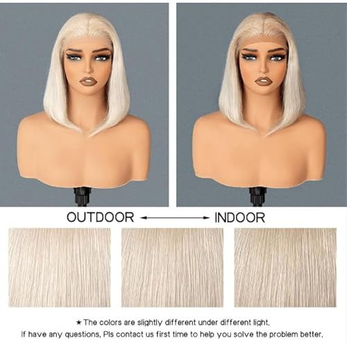 Glueless Full Frontal 200% Density Champagne Blonde 13X4 Human Hair Bob Wig HD Lace Front Breathable Hair Pre Plucked Transparent Lace Front Wigs Human Hair for Women 14Inch