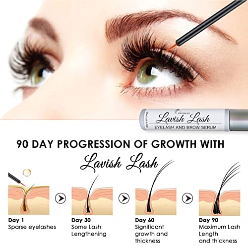 Hairgenics Lavish Lash ? Eyelash Growth Enhancer & Brow Serum with Biotin & Natural Growth Peptides for Long, Thick Lashes and Eyebrows! Dermatologist Certified, Cruelty Free & Hypoallergenic.